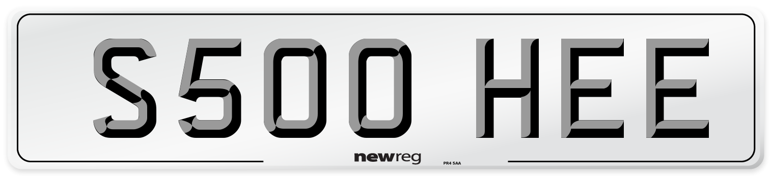 S500 HEE Number Plate from New Reg